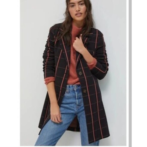 Avec Les Filles Jackets & Blazers - Anthropologie Women Cardigan Petite XS Avec Les Filles Sigrid Coat Black/Red
